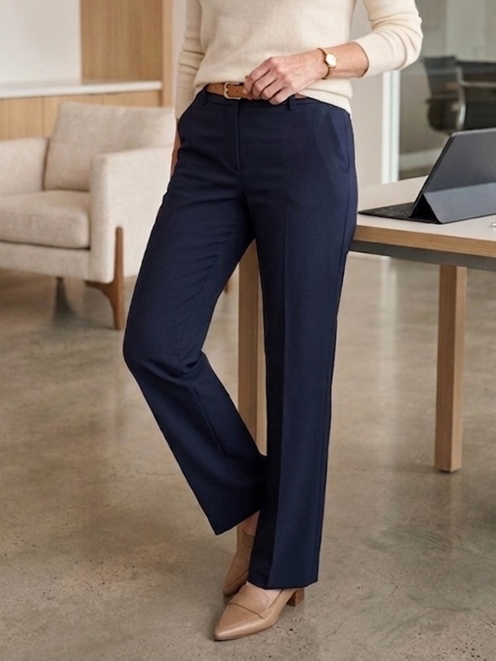 MICHAEL Michael Kors Navy Straight-Leg Trousers